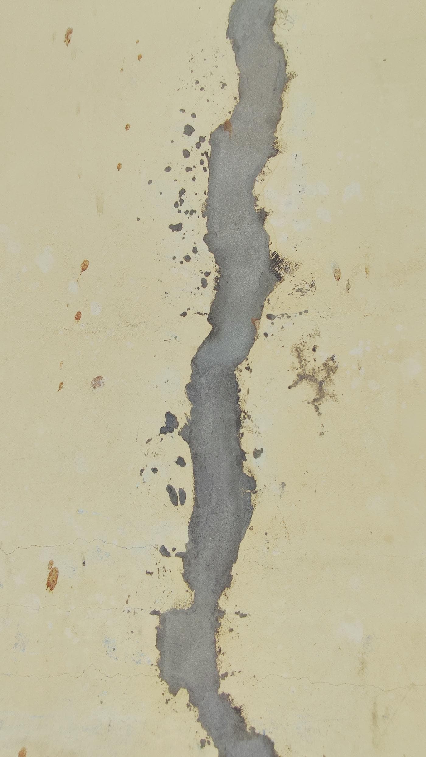 Close-up of a wall crack being filled during foundation crack repair